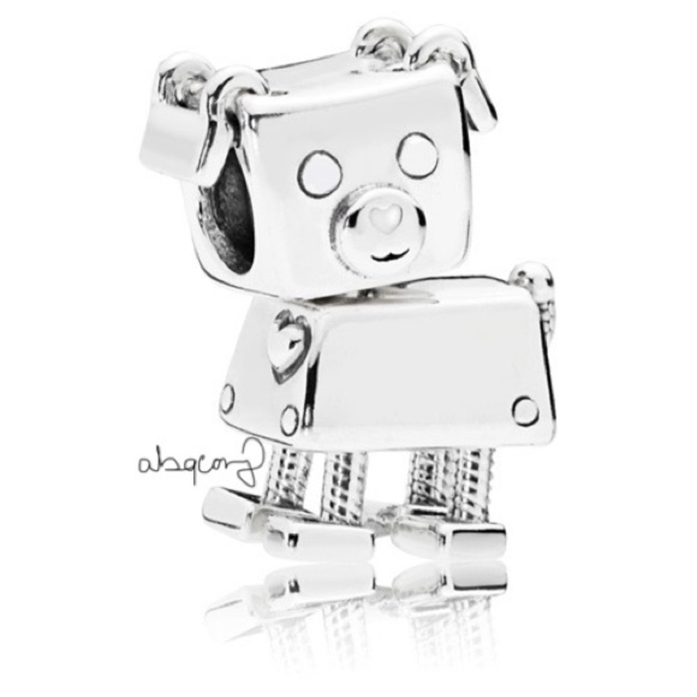 EUC Pandora 797551EN12 Sterling Silver Bobby Bot Dog Robot Pandora Friends Charm
